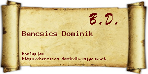 Bencsics Dominik névjegykártya